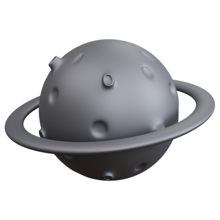 Silver Planet With Ring  3D Icon