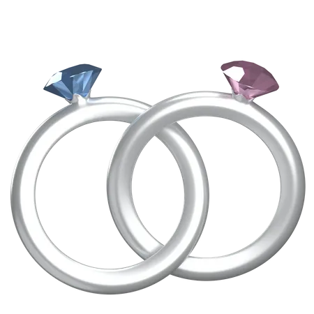 Silver Ring Couple  3D Illustration