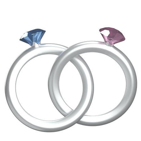 Silver Ring Couple 3D Illustration