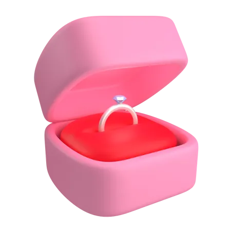 Silver Ring Pink Box  3D Illustration