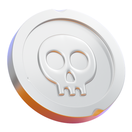 Silver Skull Coin  3D Icon