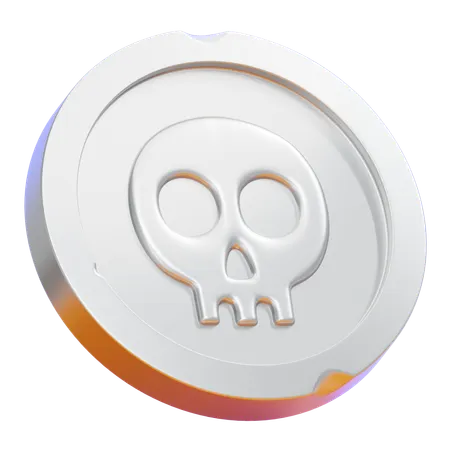 Silver Skull Coin  3D Icon