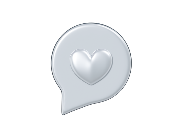 Silver Speech Bubble Like  3D Icon