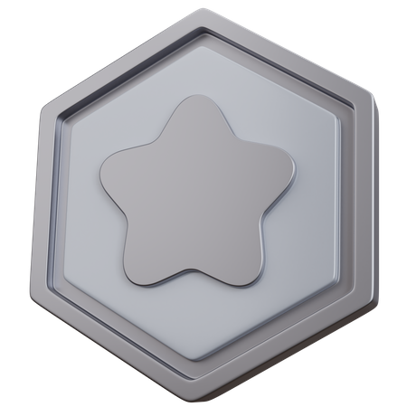 Silver Star Badge  3D Icon