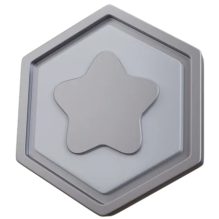 3 D Rendering Silver Star Badge Isolated 3D Icon