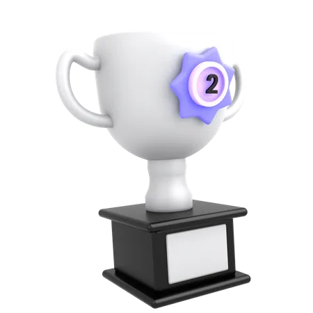 3 D Icon Silver Trophy With Badge 3D Illustration
