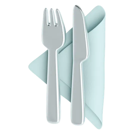 Silverware-and-napkin  3D Icon