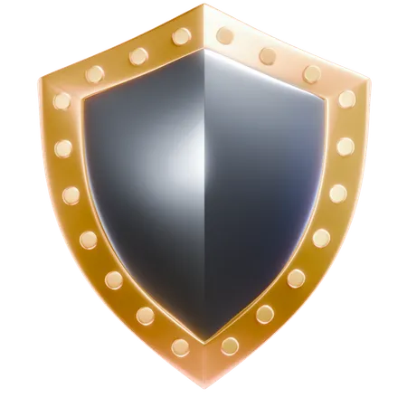 A Shield With A Combination Of Golden And Black Colors Perfect For 3 D Game Design 3D Icon
