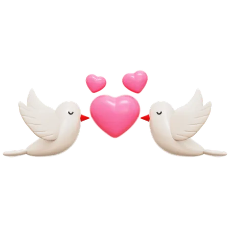 Símbolo de amor de pájaro  3D Icon