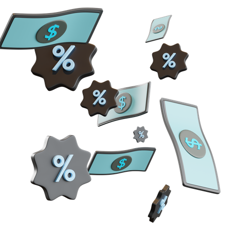 Símbolo de dinero y porcentaje  3D Icon
