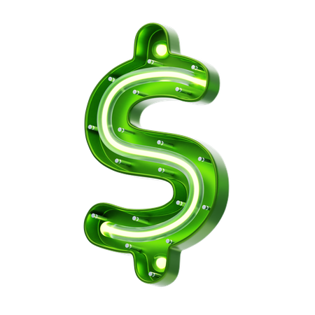 Dólar símbolo forma néon texto  3D Icon