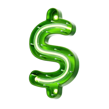 Dólar símbolo forma néon texto  3D Icon