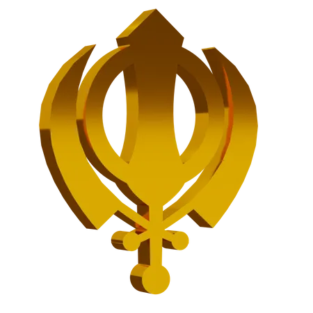 Símbolo dourado do sikhismo  3D Icon