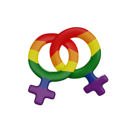 Dois Simbolos Femininos Entrelacados Icone De Renderizacao 3 D De Simbolo Lesbico 3D Icon