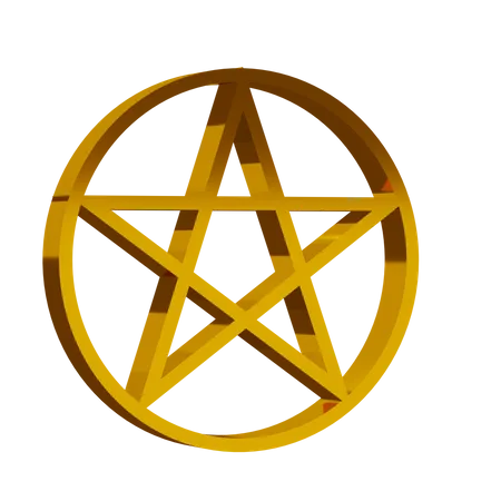 Símbolo wicca dorado  3D Icon