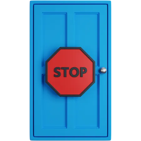 Representacion 3 D De Puerta Azul Sin Senal De Entrada Aislada 3D Icon