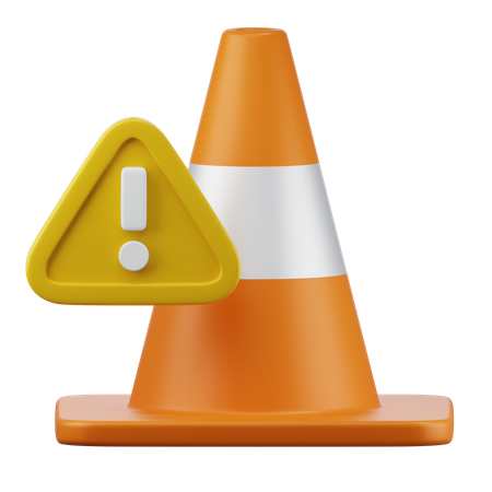 Sinal de alerta e cone de trânsito  3D Icon