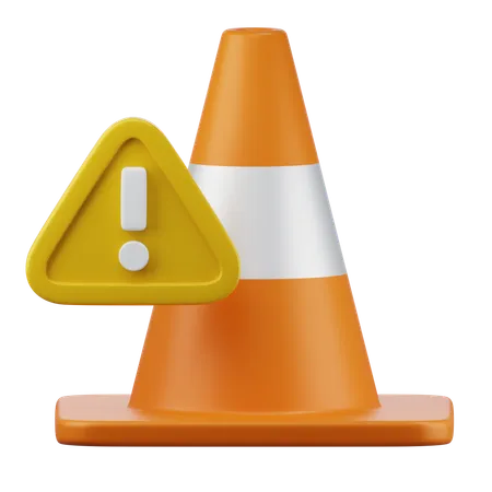 Sinal de alerta e cone de trânsito  3D Icon