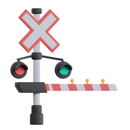 Sinal de cruzamento ferroviário  3D Illustration
