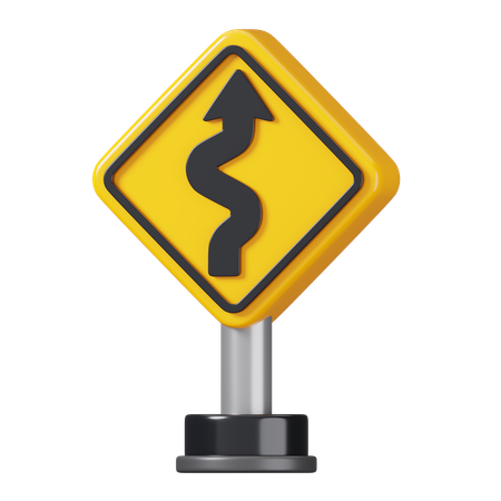 Sinal de direção de estrada sinuosa à direita  3D Icon