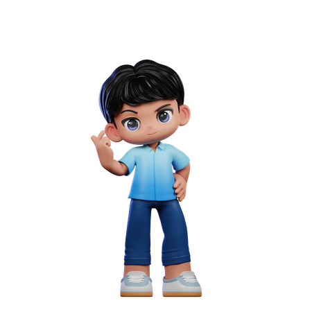 Menino bonito dando sinal de amor  3D Illustration