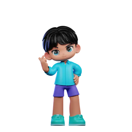 Menino bonito dando sinal de amor  3D Illustration