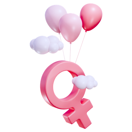 Sinal Feminino com Balões  3D Icon