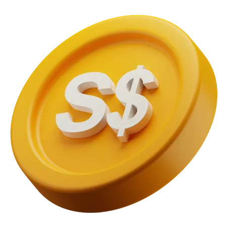 Singapore Dollar Gold Coin  3D Icon
