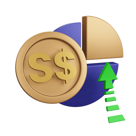 Singapore Dollar Increase Monet Chart  3D Icon