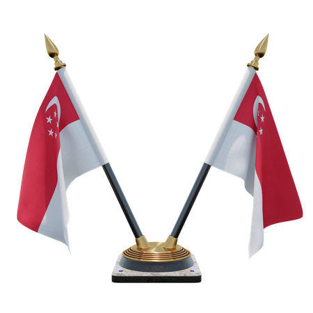 Singapore Double (V) Desk Flag Stand  3D Icon