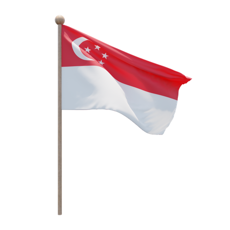 Singapore Flag Pole  3D Flag