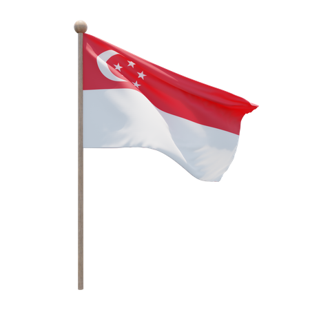 Singapore Flagpole  3D Icon