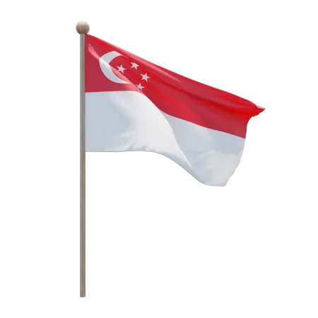 Singapore Flagpole  3D Illustration