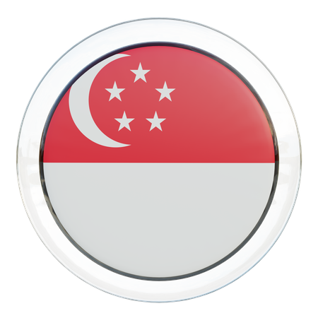 Singapore Round Flag  3D Icon