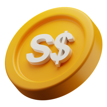 Pièce d'or en dollars de Singapour  3D Icon