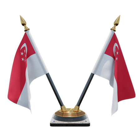 Support de drapeau de bureau double de Singapour  3D Flag