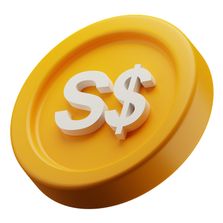 Singapur-Dollar-Goldmünze  3D Icon