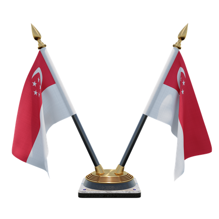 Suporte para bandeira de mesa dupla (V) de Singapura  3D Icon
