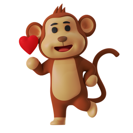 Amour de singe  3D Illustration