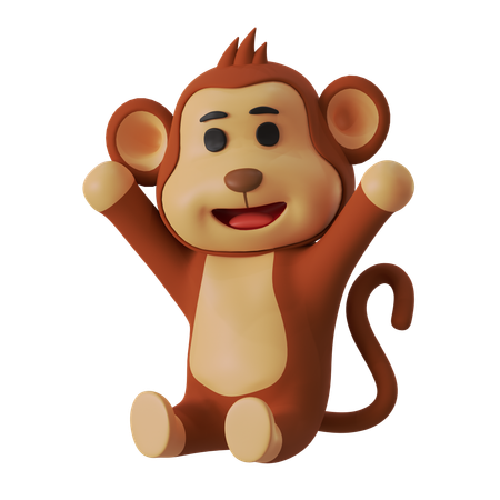 Singe assis  3D Illustration