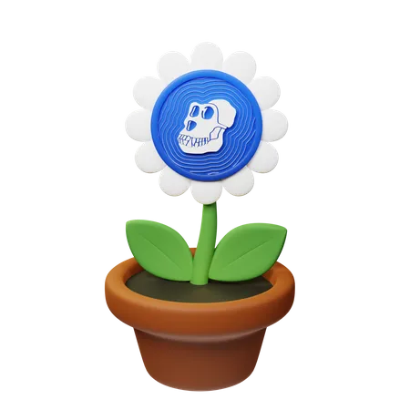 Pot de plante crypto singe  3D Icon