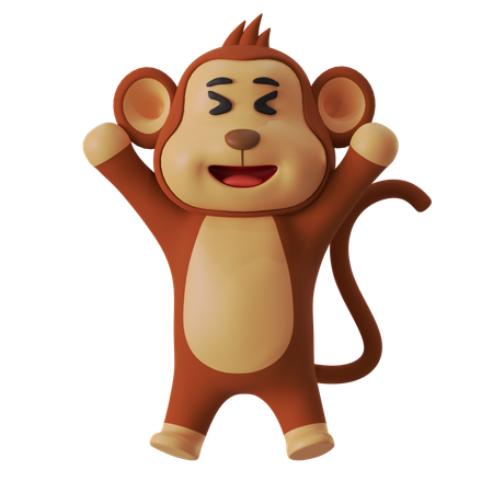 Singe heureux  3D Illustration