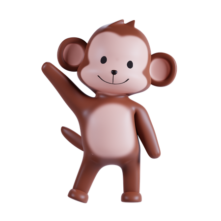 Singe mignon, agitant la main  3D Illustration