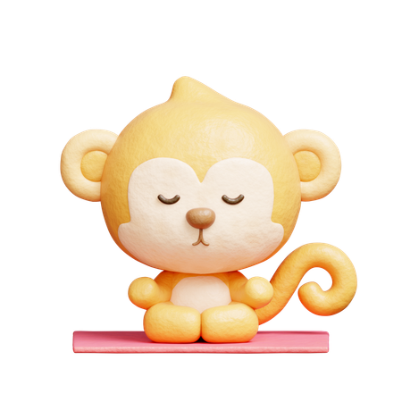 Singe mignon méditation yoga  3D Icon