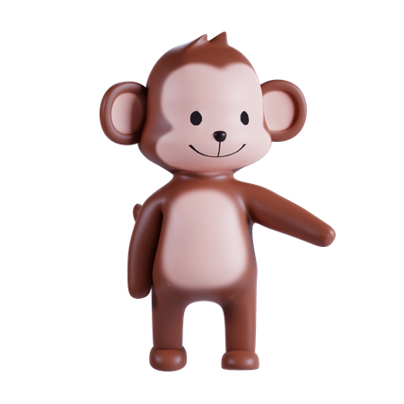 Singe mignon montrant quelque chose  3D Illustration