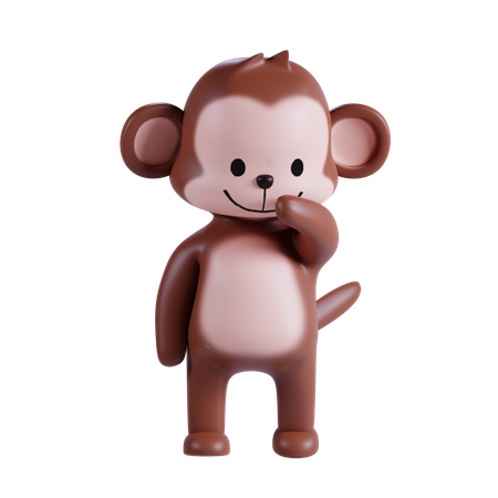 Singe mignon pensant à quelque chose  3D Illustration