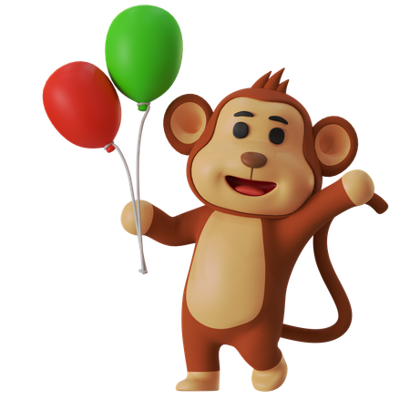 Fête de singes  3D Illustration