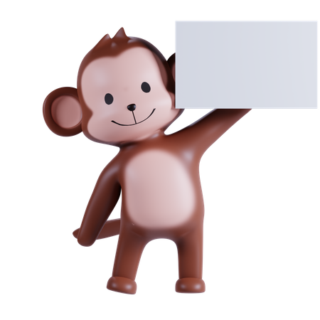Singe tenant du papier blanc  3D Icon