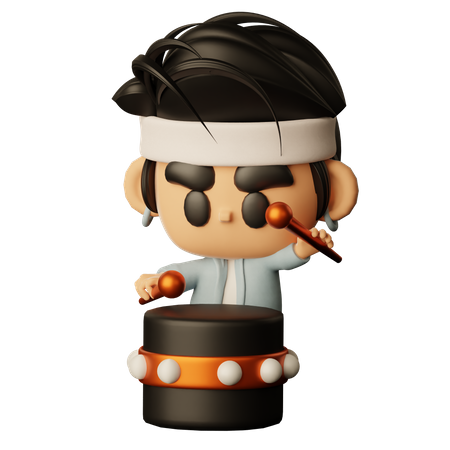 Singer Playing Drum  3D Icon