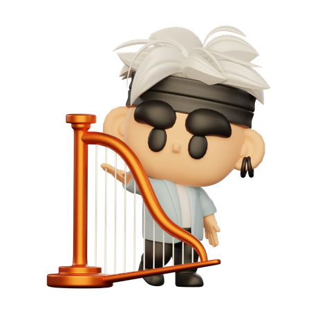 Singer Playing Harp  3D Icon